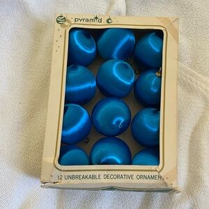 12 Blue Pyramid Satin-Sheen Unbreakable Christmas Decorations Ornaments